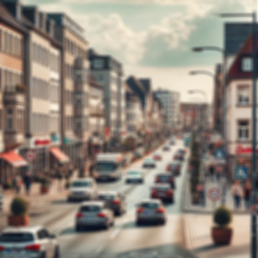 Unscharfe Stadtstraße als Ausgangsbild des Programmflyers